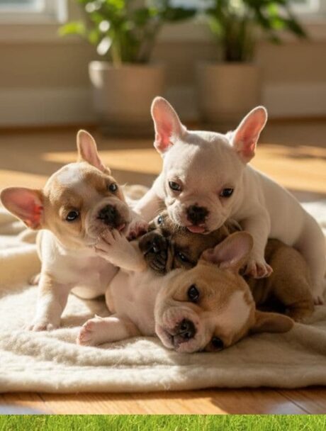 Fluffy French bulldog puppies